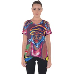Ethnic Africa Art Work Drawing Cut Out Side Drop Tee by Celenk