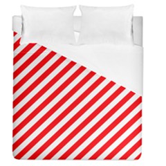 Christmas Red And White Candy Cane Stripes Duvet Cover (queen Size) by PodArtist