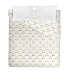 Gold Scales Of Justice On White Repeat Pattern All Over Print Duvet Cover Double Side (full/ Double Size) by PodArtist