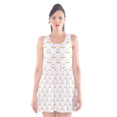 Gold Scales Of Justice On White Repeat Pattern All Over Print Scoop Neck Skater Dress by PodArtist