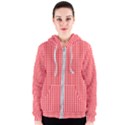 Small Snow White and Christmas Red Gingham Check Plaid Women s Zipper Hoodie View1