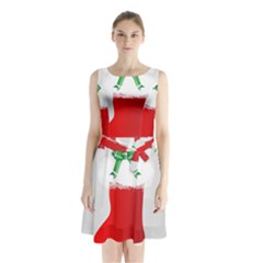 Christmas Stocking Sleeveless Waist Tie Chiffon Dress by christmastore
