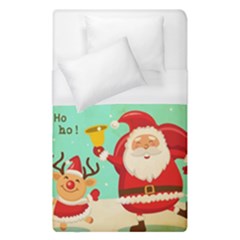 Vintage Merry Christmas Daning Santa And Reindeer Duvet Cover (single Size) by allthingseveryone