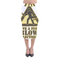 Save A Fuse Blow An Electrician Velvet Midi Pencil Skirt by FunnyShirtsAndStuff