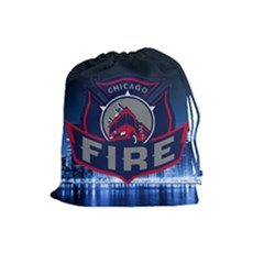 Chicago Fire With Skyline Drawstring Pouches (large)  by allthingseveryone