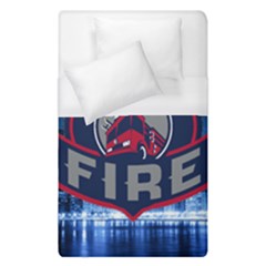 Chicago Fire With Skyline Duvet Cover (single Size) by allthingseveryone