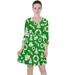 Green White Backdrop Background Card Christmas Ruffle Dress by Celenk