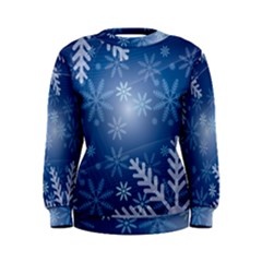 Snowflakes Background Blue Snowy Women s Sweatshirt by Celenk