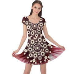 Background Star Red Abstract Cap Sleeve Dress by Celenk
