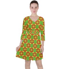 Pattern Texture Christmas Colors Ruffle Dress by Celenk