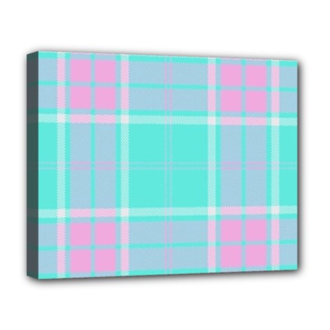 Blue And Pink Pastel Plaid Deluxe Canvas 20  X 16   by allthingseveryone