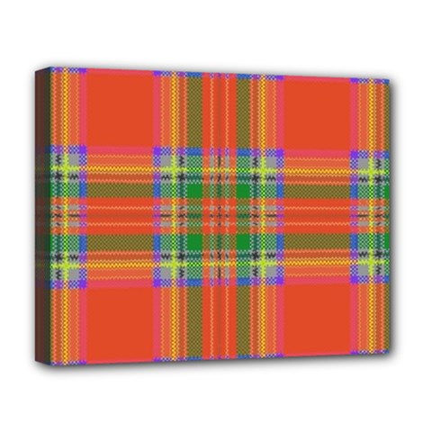 Orange And Green Plaid Deluxe Canvas 20  X 16   by allthingseveryone