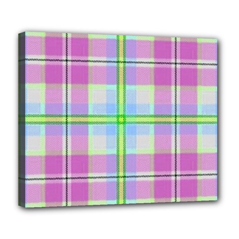Pink And Blue Plaid Deluxe Canvas 24  X 20   by allthingseveryone