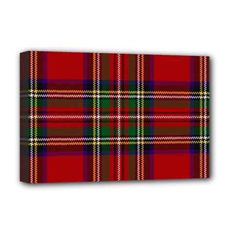 Red Tartan Plaid Deluxe Canvas 18  X 12   by allthingseveryone