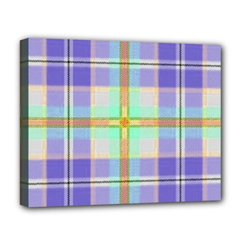 Blue And Yellow Plaid Deluxe Canvas 20  X 16   by allthingseveryone
