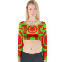 Redg Reen Christmas Background Long Sleeve Crop Top by Celenk