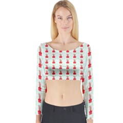 At On Christmas Present Background Long Sleeve Crop Top by Celenk