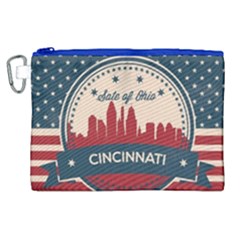 Retro Cincinnati Ohio Skyline Canvas Cosmetic Bag (xl) by Bigfootshirtshop