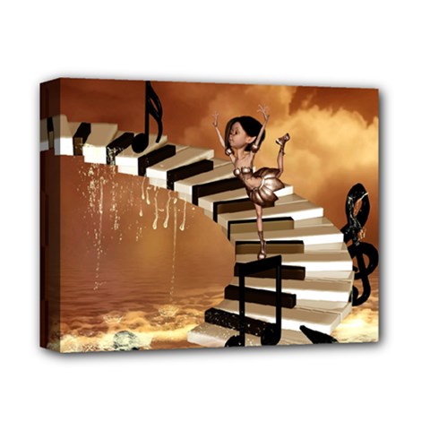 Cute Little Girl Dancing On A Piano Deluxe Canvas 14  X 11  by FantasyWorld7