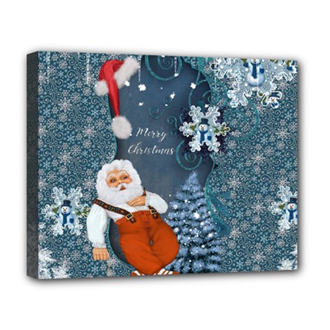 Funny Santa Claus With Snowman Deluxe Canvas 20  X 16   by FantasyWorld7