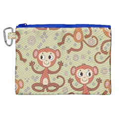 Cute Cartoon Monkeys Pattern Canvas Cosmetic Bag (xl) by Bigfootshirtshop
