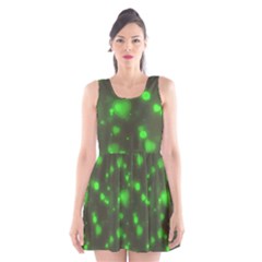Neon Green Bubble Hearts Scoop Neck Skater Dress by PodArtist