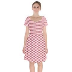 Sexy Red And White Polka Dot Short Sleeve Bardot Dress by PodArtist