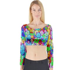 Flowers Ornament Decoration Long Sleeve Crop Top by Celenk