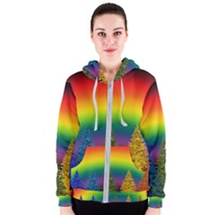 Christmas Colorful Rainbow Colors Women s Zipper Hoodie by BangZart