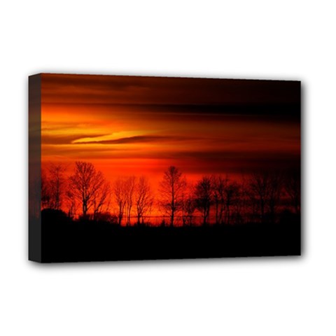 Tree Series Sun Orange Sunset Deluxe Canvas 18  X 12   by BangZart