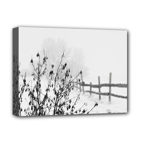 Snow Winter Cold Landscape Fence Deluxe Canvas 16  X 12   by BangZart