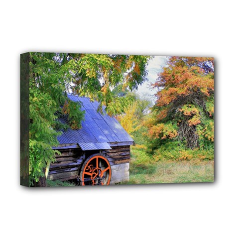 Landscape Blue Shed Scenery Wood Deluxe Canvas 18  X 12   by BangZart