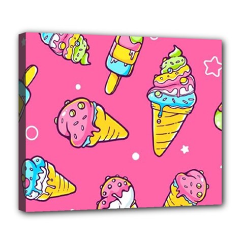 Summer Ice Creams Flavors Pattern Deluxe Canvas 24  X 20   by Bigfootshirtshop