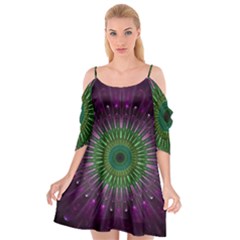 Purple Mandala Fractal Glass Cutout Spaghetti Strap Chiffon Dress by Celenk