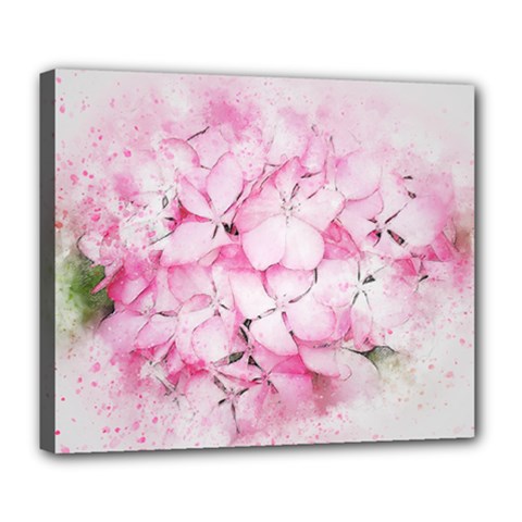Flower Pink Art Abstract Nature Deluxe Canvas 24  X 20   by Celenk