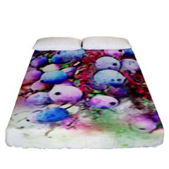 Berries Pink Blue Art Abstract Fitted Sheet (king Size) by Celenk