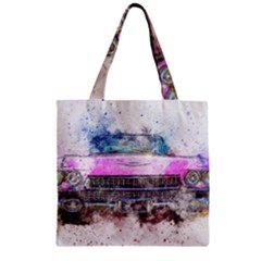 Pink Car Old Art Abstract Zipper Grocery Tote Bag by Celenk