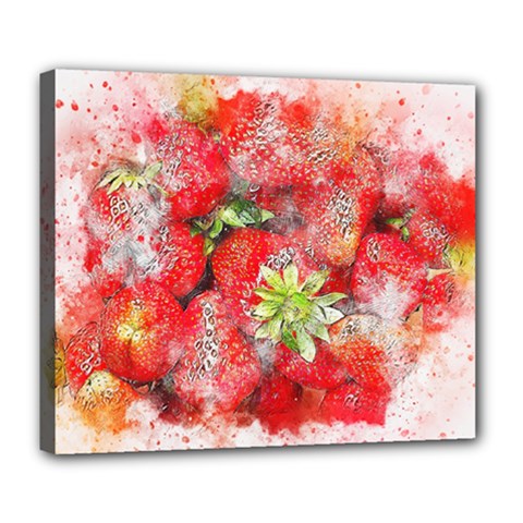 Strawberries Fruit Food Art Deluxe Canvas 24  X 20   by Celenk
