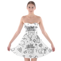 Set Chalk Out Scribble Collection Strapless Bra Top Dress by Celenk