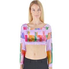 Watercolour Paint Dripping Ink Long Sleeve Crop Top by Celenk
