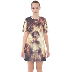 Science Fiction Teleportation Sixties Short Sleeve Mini Dress by Celenk