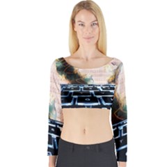 Ransomware Cyber Crime Security Long Sleeve Crop Top by Celenk