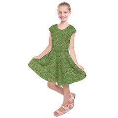 Stars In The Wooden Forest Night In Green Kids  Short Sleeve Dress by pepitasart