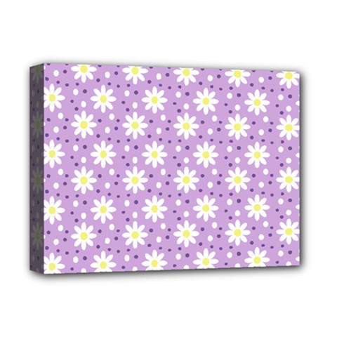Daisy Dots Lilac Deluxe Canvas 16  X 12   by snowwhitegirl