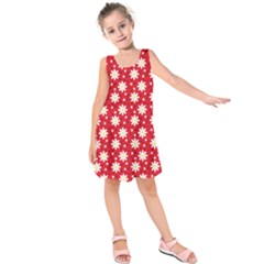 Daisy Dots Red Kids  Sleeveless Dress by snowwhitegirl