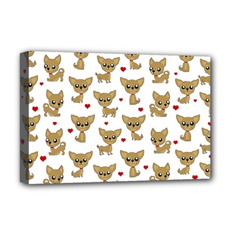 Chihuahua Pattern Deluxe Canvas 18  X 12   by Valentinaart