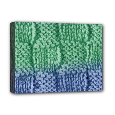Knitted Wool Square Blue Green Deluxe Canvas 16  X 12   by snowwhitegirl