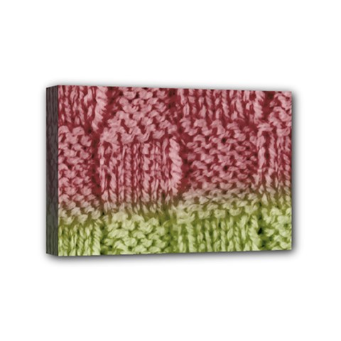 Knitted Wool Square Pink Green Mini Canvas 6  X 4  by snowwhitegirl
