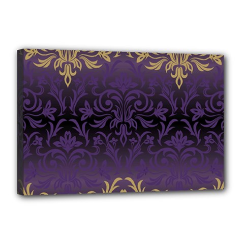 Art Nouveau,vintage,damask,gold,purple,antique,beautiful Canvas 18  X 12  by NouveauDesign