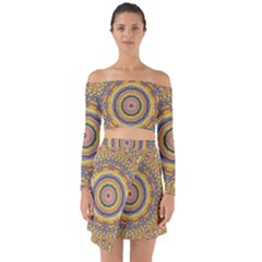 Wood Festive Rainbow Mandala Off Shoulder Top With Skirt Set by pepitasart